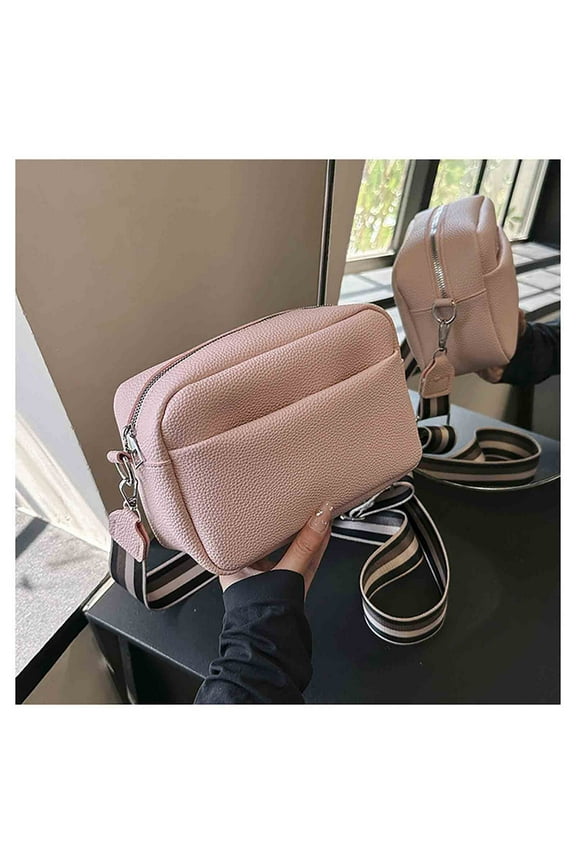 Leather One Shoulder Bag for Women, Large Capacity Multi Compartment Crossbody Purse, Handbag with Double Zipper, Fashionable Messenger Bag for Dating Shopping Work Travel
