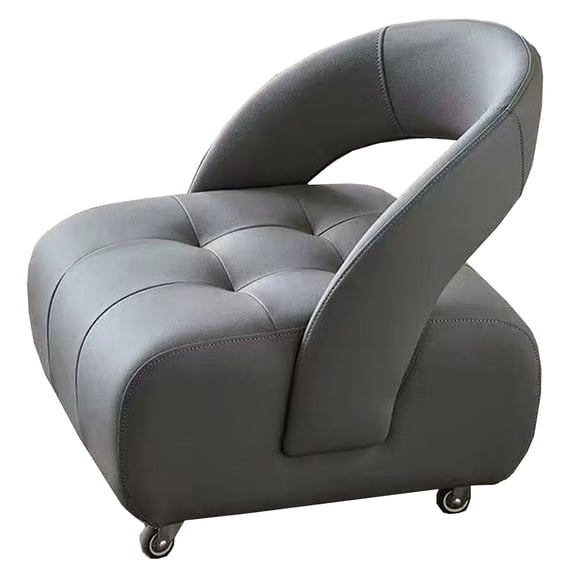 Leather Ottoman Foot Stool Ergonomic Backrest Footrest For Couch Upholstered Ottoman Foot Rest With Wheel Soft Padded Vanity Stool For Living Room, Bedroom