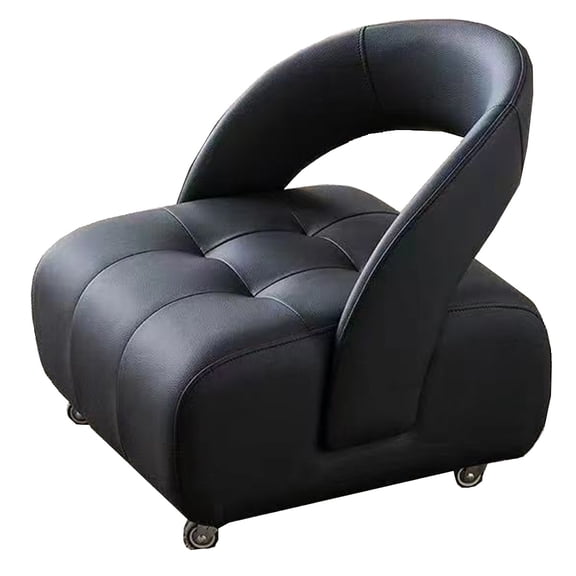 Leather Ottoman Foot Stool Ergonomic Backrest Footrest For Couch Upholstered Ottoman Foot Rest With Wheel Soft Padded Vanity Stool For Living Room, Bedroom