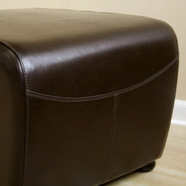 Leather Ottoman in Dark Brown