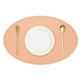 thumbnail image 1 of Leather Oval Bow Placemats, Washable Table Placemats, Pink, 1 of 7