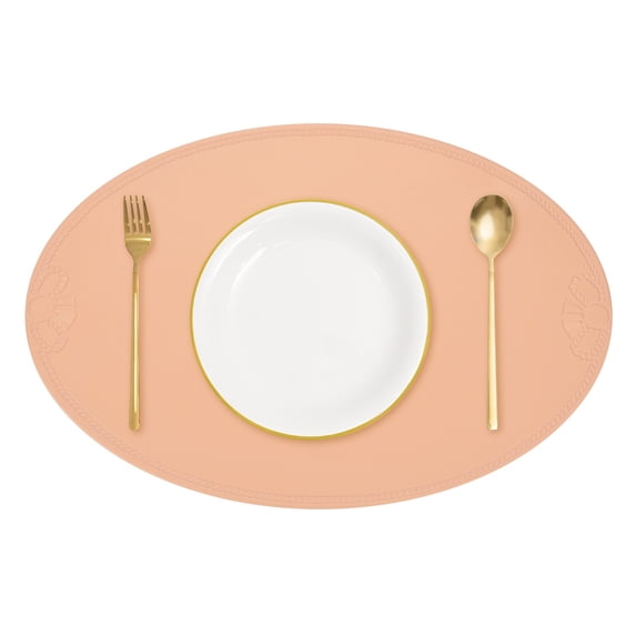 Leather Oval Bow Placemats, Washable Table Placemats, Pink