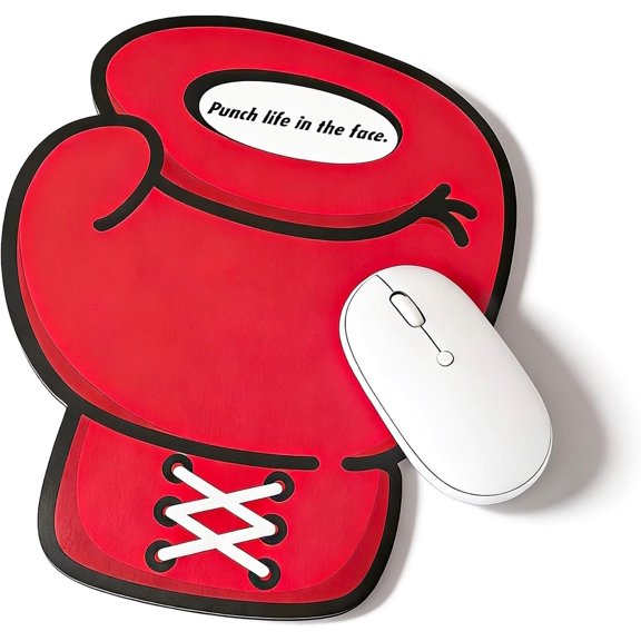 Leather Pad, Boxing Gloves Shaped Novelty Gaming Mat for & Laptop (Red)