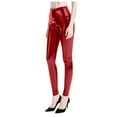 thumbnail image 1 of Leather Pants Women Plus Size Pu Leggings High Waisted Leather Pants Leather Leggings Red M, 1 of 4