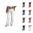 thumbnail image 1 of Leather Pants for Women 2026 Trendy Elastic High Waist Wide Straight Leg Casual Loose Leather Pants Slacks with Pockets, 1 of 8