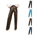 thumbnail image 1 of Leather Pants for Women High Waisted Lifting Straight Leg Leather Pants with Pockets Clubwear Concert Streetwear, 1 of 6