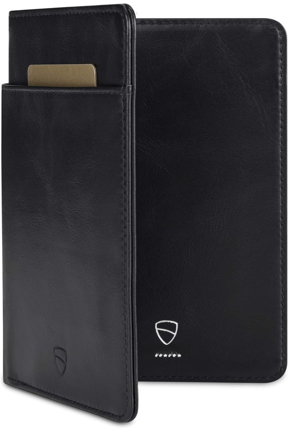 Leather Passport Holder, Slim Blocking Travel Wallet for Men and Women, Fits Passport, Credit Cards, ID, , Passport Cover Travel Accessories with Box (Kensington)