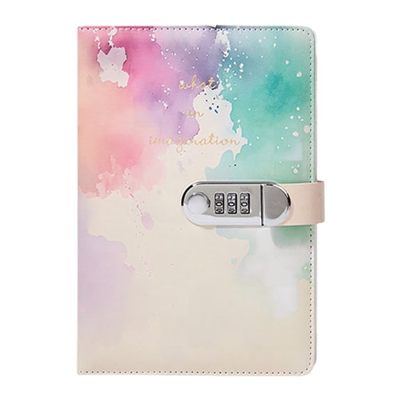 Leather Password Notebook Planner with Combination Lock Hardcover Journal Notepads Lined Diary with Pen Slot 5.7x8.5Inch