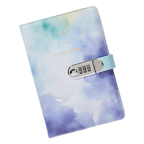 Leather Password Notebook Planner with Combination Lock Hardcover Journal Notepads Lined Diary with Pen Slot 5.7x8.5Inch