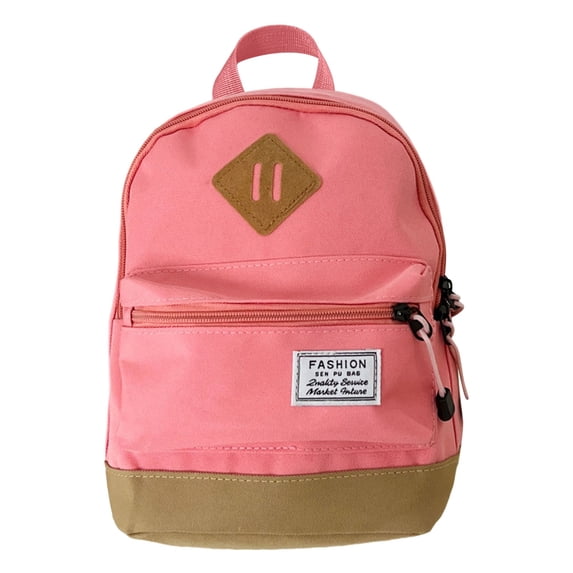 Leather Patch Bottom Color Block Backpack Front Pocket Breathable Straps Waterproof Back To School Casual Bookbag