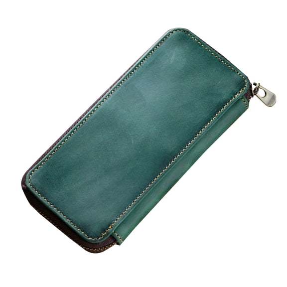 Leather Pen Case 3 Divided Slots Hard Shell Pencil Case Portable Zipper Pen Case for Fountain Pen Stylus Pen