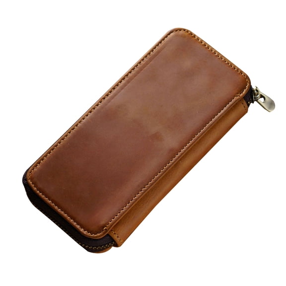 Leather Fountain Pen Case Hard Shell Pencil Case 3 Divided Slots Large Compartment for Fountain Pen Stylus Pen Cash Card