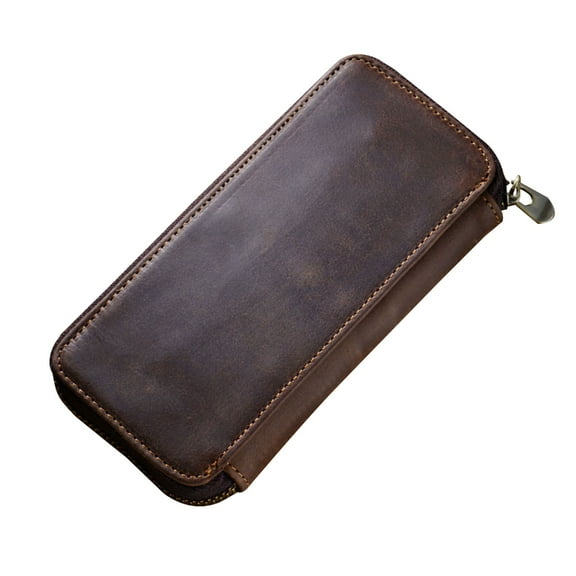 Leather Pen Case 3 Divided Slots Hard Shell Pencil Case Portable Zipper Pen Case for Fountain Pen Stylus Pen