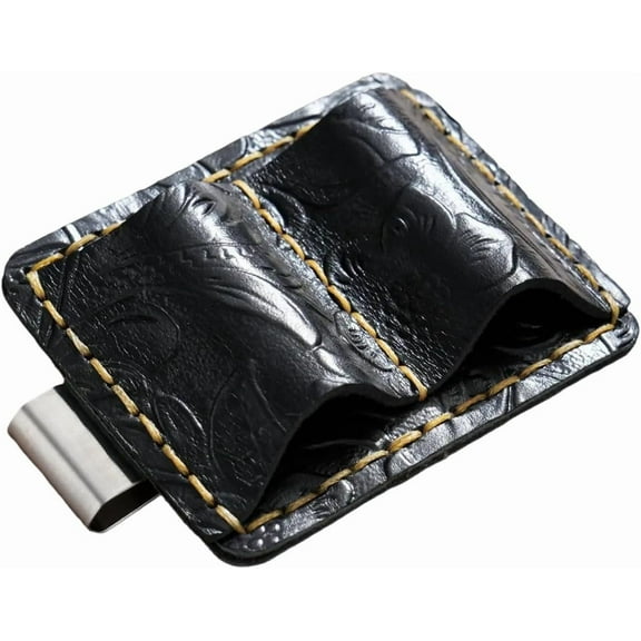 Leather Pen Clip Holder Double Hole Pen Clip Holder Notebook Pen Holder with Pocket Clip for Journal Notebook Planner