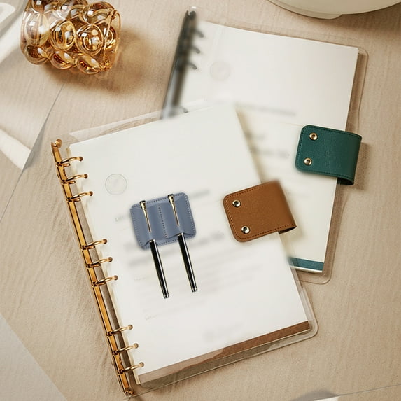 Leather Pen Holder Clip for Notebooks - Handcrafted Leather Pen Loop with Metal Clip, Secure Pencil Organizer for Journals, Planners, Books & Bibles, Double Hole Design