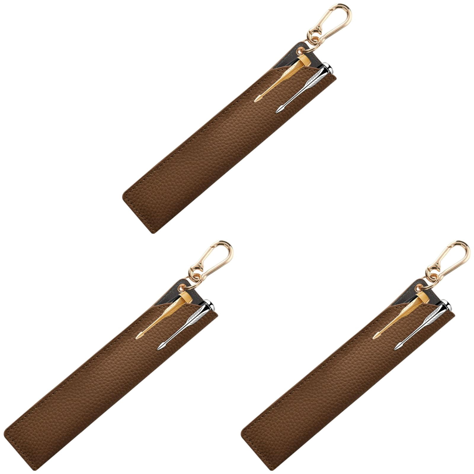 Small Gear Racks Leather Pen Sleeve Portable Pen Holder Case With Clip Hook Hanging ...