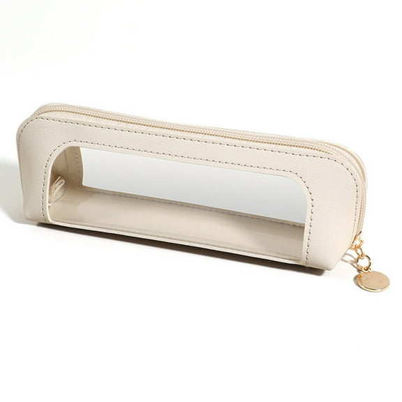 Leather Pencil Case under $5! Yannianjz Transparent Leather Pencil Case, Fashion PU Leather Pencil Bag, Large Capacity Pouch forstudents,schoolOffice Supplies Organizer