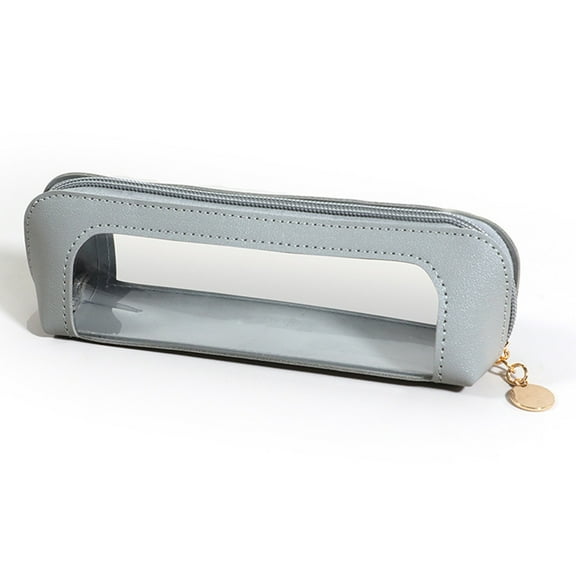 Leather Pencil Case under $5! Yannianjz Transparent Leather Pencil Case, Fashion PU Leather Pencil Bag, Large Capacity Pouch forstudents,schoolOffice Supplies Organizer