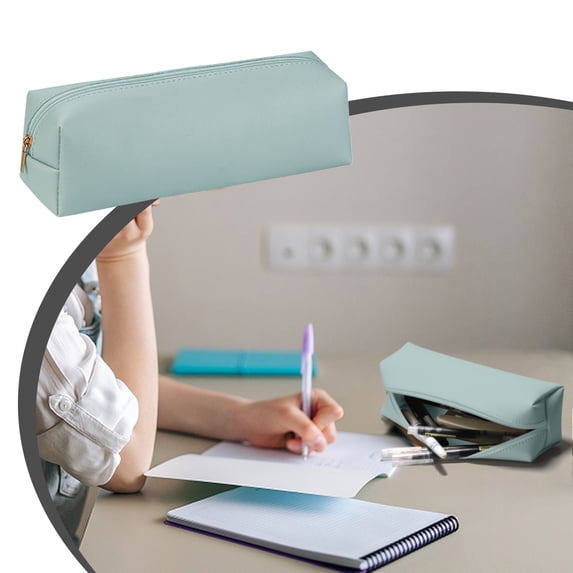 Leather Pencil Case,Zippered Pen Pouch,Small Compact Pencil Bag,Multifunctional Leather Case for Pens,Pencils,Makeup,Coins,Travel Accessories Organizer,Office Desk Storage Pen Case for Stationery