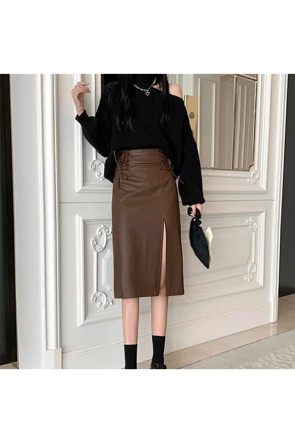 Leather Pencil Skirt High Waist Split Lady's Half Body Midi Skirt Scrub Skirt Skirts with Shorts Suspender Skirt Women plus Size Mini Skirts Womens Skirts Long Long Pleated Skirt Swim Skirt Bed Skirts