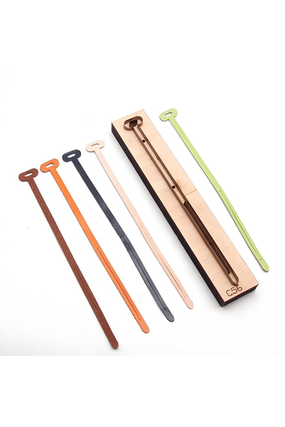 Leather Pendant Strap Cutting Die Mold for DIY Leathercraft, Japanese Steel Blade Punch Tool with Wooden Base, Precision Strap Template for Keychains, Pendants & Bag Charms  23cm  8mm