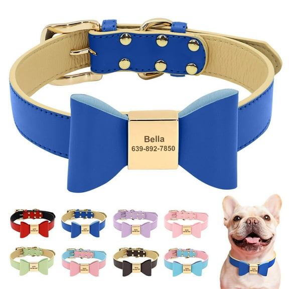Leather Personalised Dog Collars Soft Padded Custom Engraved Nameplate Buckle