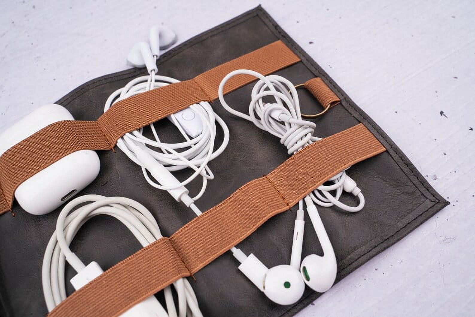 Leather Personalized Cord Organizer Best ChargerCable Storage Roll