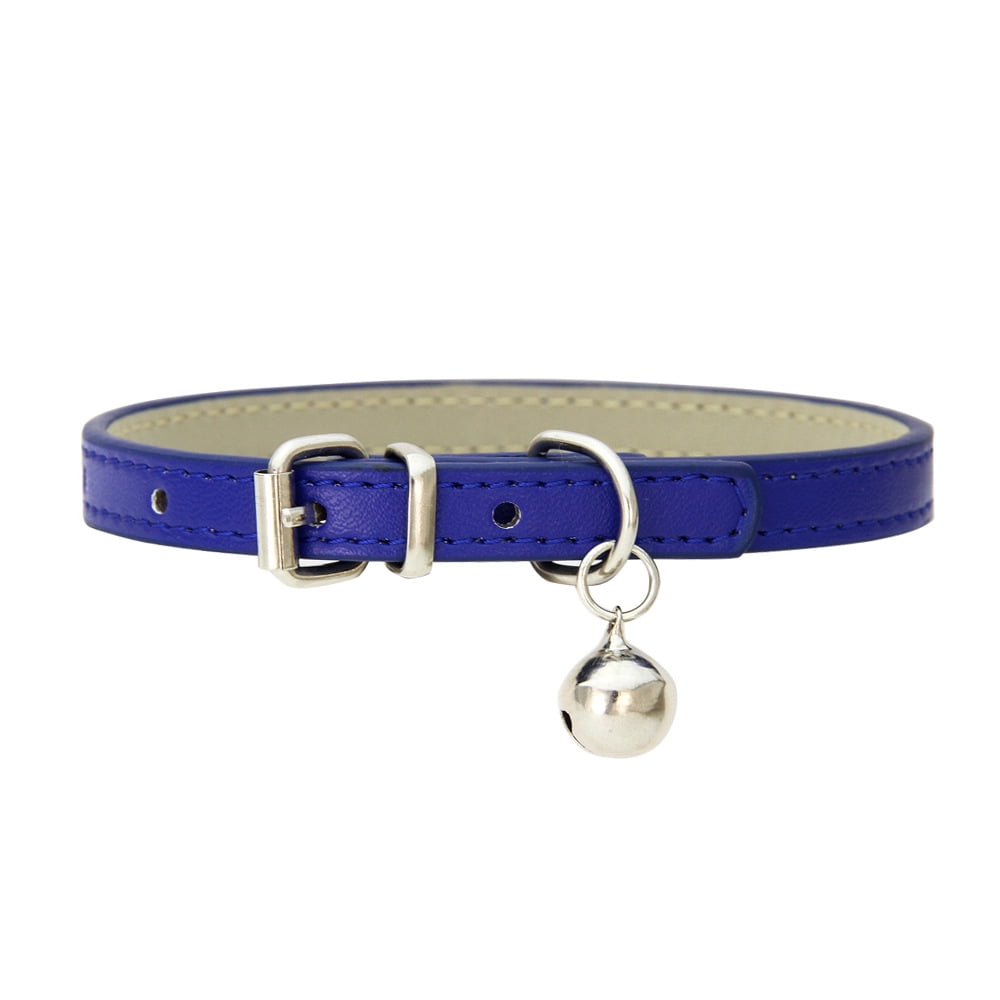Leather Pet Cat Collars with Bell Soft Adjustable Leather Kitten