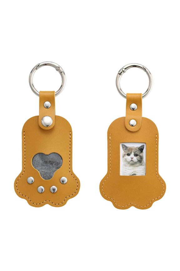 Leather Pet Hair Keepsake Keychain With Secure Compartment For Dog Or Cat Hair Durable Memorial Key Ring