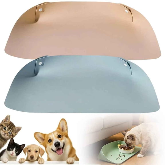 Leather Pet Placemat, Waterproof Non Slip Leather Pet Feeding Mat for Cats and Small Dogs, Half-Wrap Cat Dog Bowl Placemat, Easy Clean Durable Floor Protector
