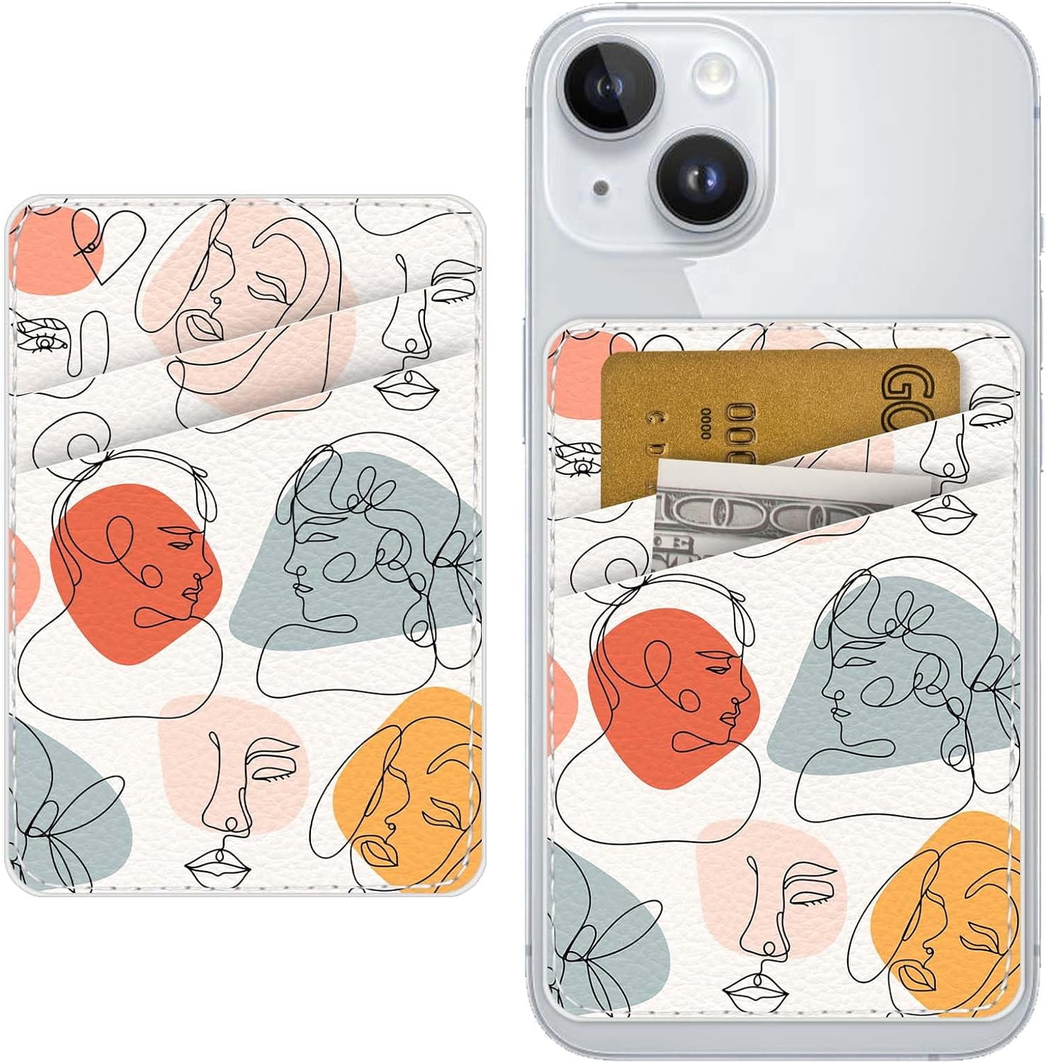 Wallet For Phone Case AOHRO Phone Card Holder, Dual Pocket Leather