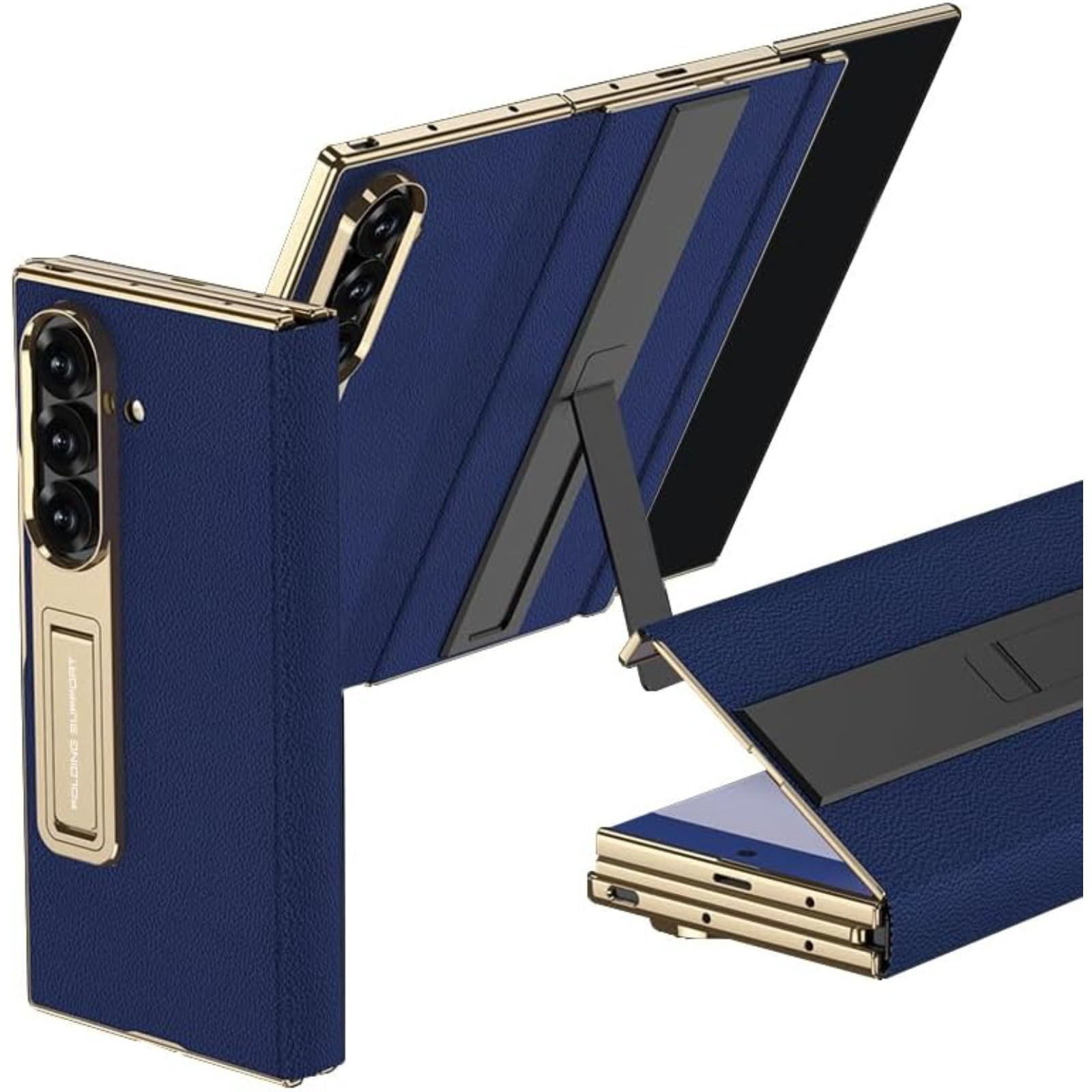 Leather Phone Case for Samsung Galaxy Z Trifold with Built-in Tempered Glass Screen Protector, Magnetic Flip Cover with Dual Foldable Stand, Full Body Protection