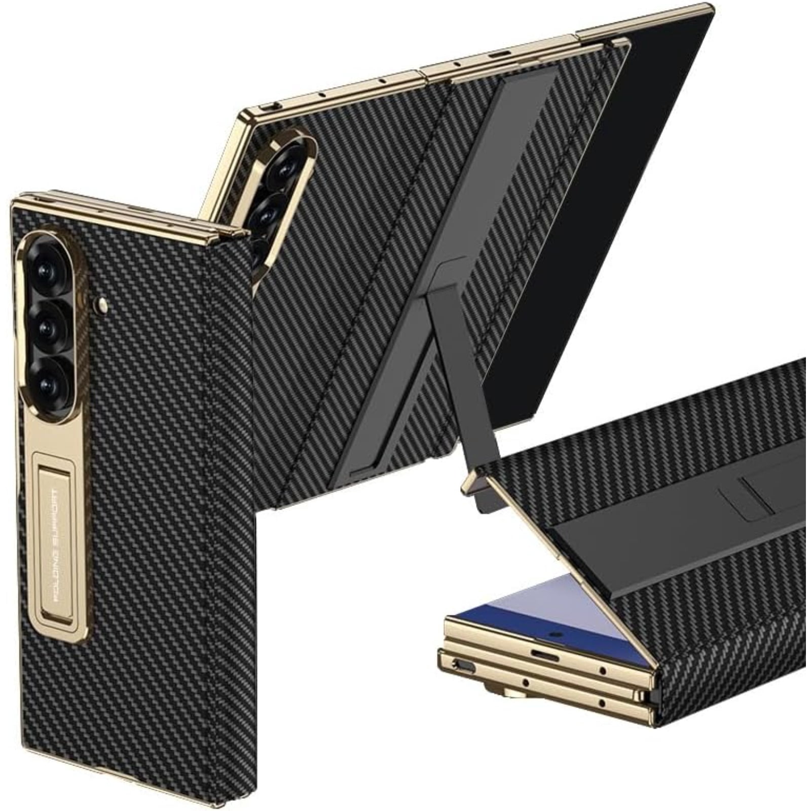 Leather Phone Case for Samsung Galaxy Z Trifold with Built-in Tempered Glass Screen Protector, Magnetic Flip Cover with Dual Foldable Stand, Full Body Protection