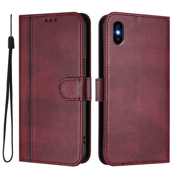 Leather Phone Case for iPhone Xs Max（6.5 inch）Case,Retro Style PU/TPU Folio Wallet Case, Premium Folio Cover with [Card Slots] and [Kickstand],Flip Leather Magnetic Book Style Wallet-F4