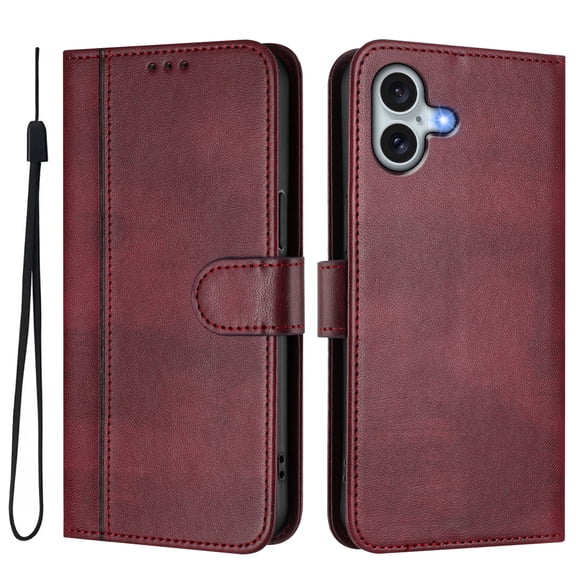 Leather Phone Case for iphone 16 Plus Case, Retro Style PU/TPU Folio Wallet Case, Premium Folio Cover with [Card Slots] and [Kickstand],Flip Leather Shockproof Cover Magnetic Book Style Wallet-F4