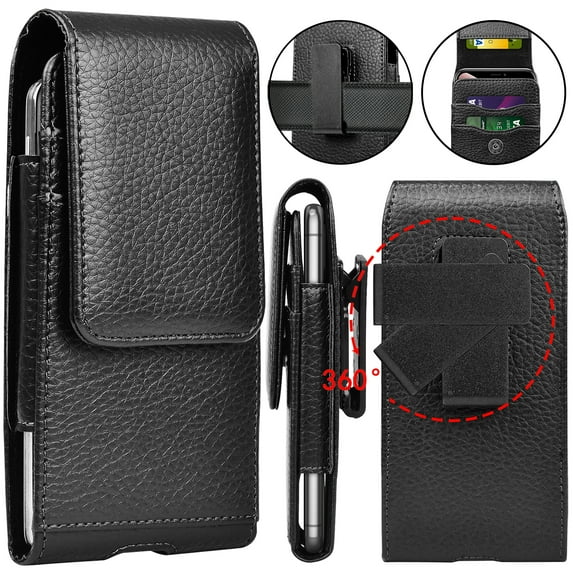 Leather Phone holster with Belt Clip for iphone 15 14 13 12 11 Pro Max Case, Samsung Galaxy S24 S23 Ultra A15 A14 A35 Case, eBizWare Vertical Cell Phone Holster Pouch belt holder for Men Women