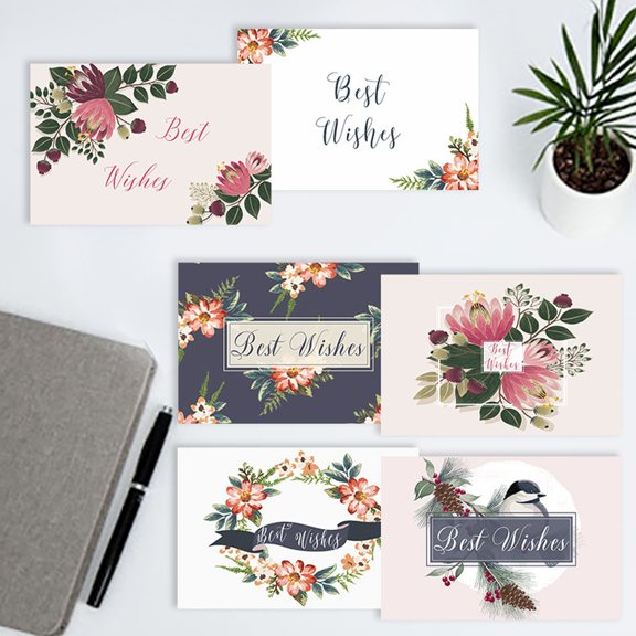 Leather Photo Album Flower Series Best Wishes Greeting Card Festival Common Greeting Card Message Card,Pink Party Greeting Card
