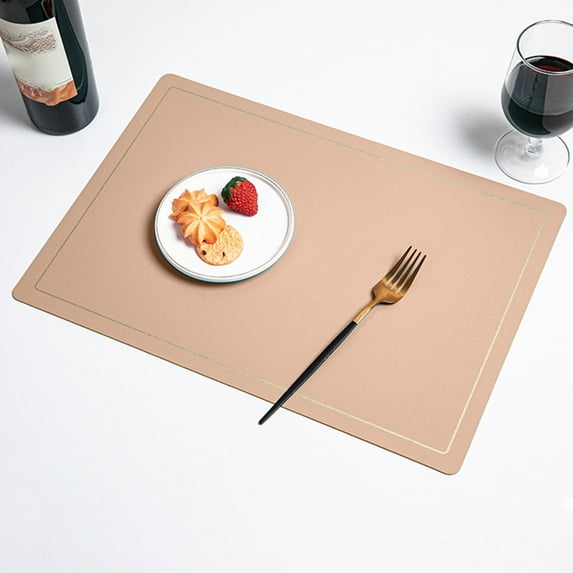 Leather Placemat Table Runner - Double-Sided Heat Insulating Mat, Western Style Home Decor, PU Material, Sleek Dining Table Protection