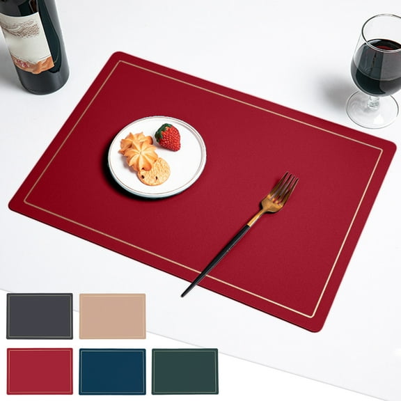 Leather Placemats, Double Sided Western Style Table Runner, 1x Heat Insulating Mat with Non-Slip Backing for Rustic Dining Table Decor and Western Kitchen Theme Aestivo | Army Green | AESTIVO