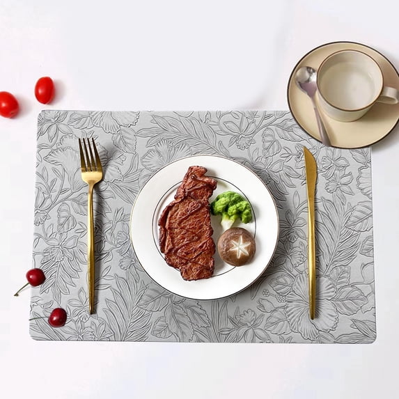 Leather Placemats Set of 6 - Non Slip Heat Resistant Table Mats for Dining Table - Washable Easy Clean Hot Pads for Kitchen Counter - Indoor Outdoor Use for Home Dining or Formal Banquet
