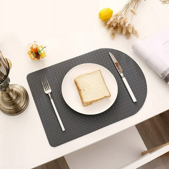 Leather Placemats Table Mats - Faux Synthetic Material, Easy Clean Wipeable Surface, Non-slip Heat Insulation Pads, Decorative Dining Centerpiece, Topliu