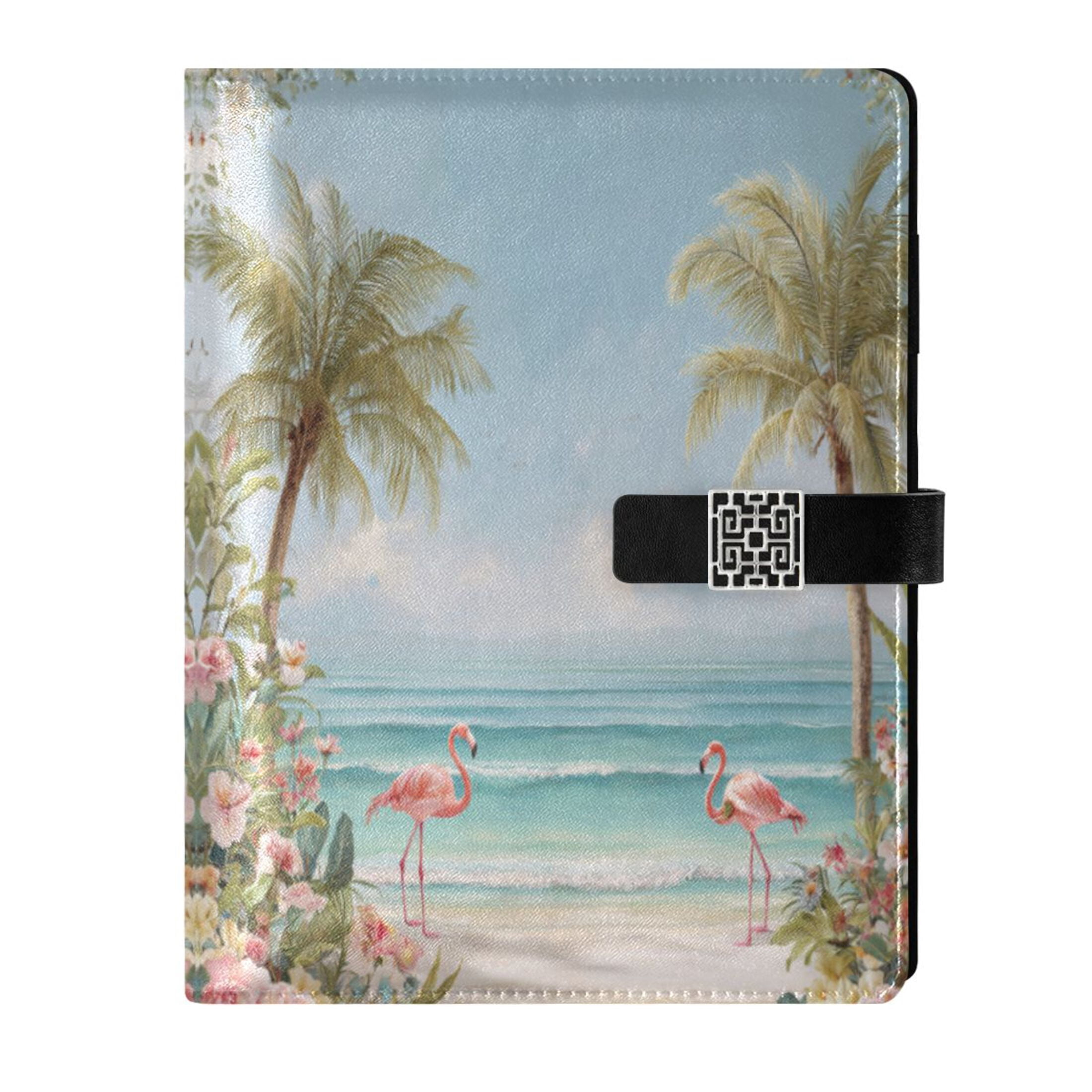 Leather Planner Leather Notebook Notebook Journal Binder Design Pen Pocket Design Convenient for Storage 3d Wall Palm Trees
