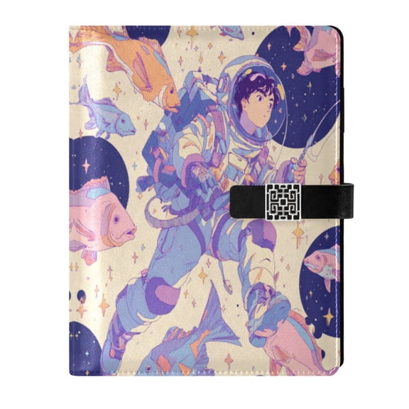 Leather Planner Leather Notebook Notebook Journal Binder Design Pen Pocket Design Convenient for Storage Astronauts Fishing