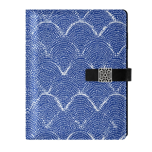 Leather Planner Leather Notebook Notebook Journal Binder Design Pen Pocket Design Convenient for Storage Azure Chevron Zigzag Lines
