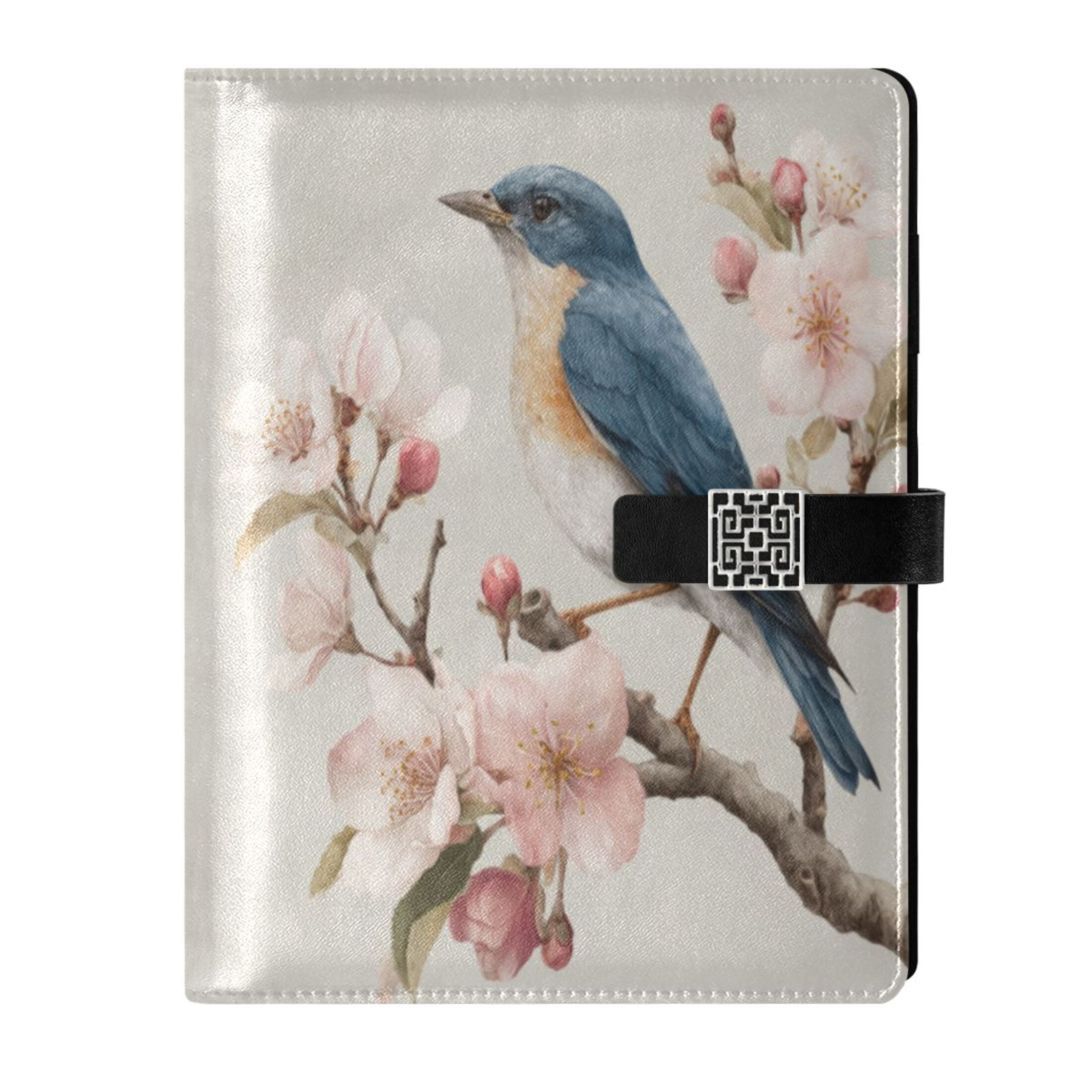 Leather Planner Leather Notebook Notebook Journal Binder Design Pen Pocket Design Convenient for Storage Beautiful Blue Bird