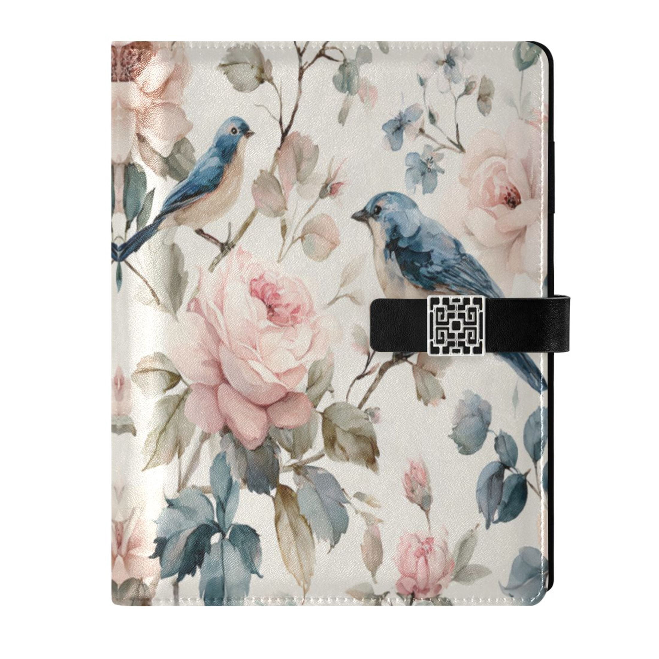 Leather Planner Leather Notebook Notebook Journal Binder Design Pen Pocket Design Convenient for Storage Beautiful Blue Birds