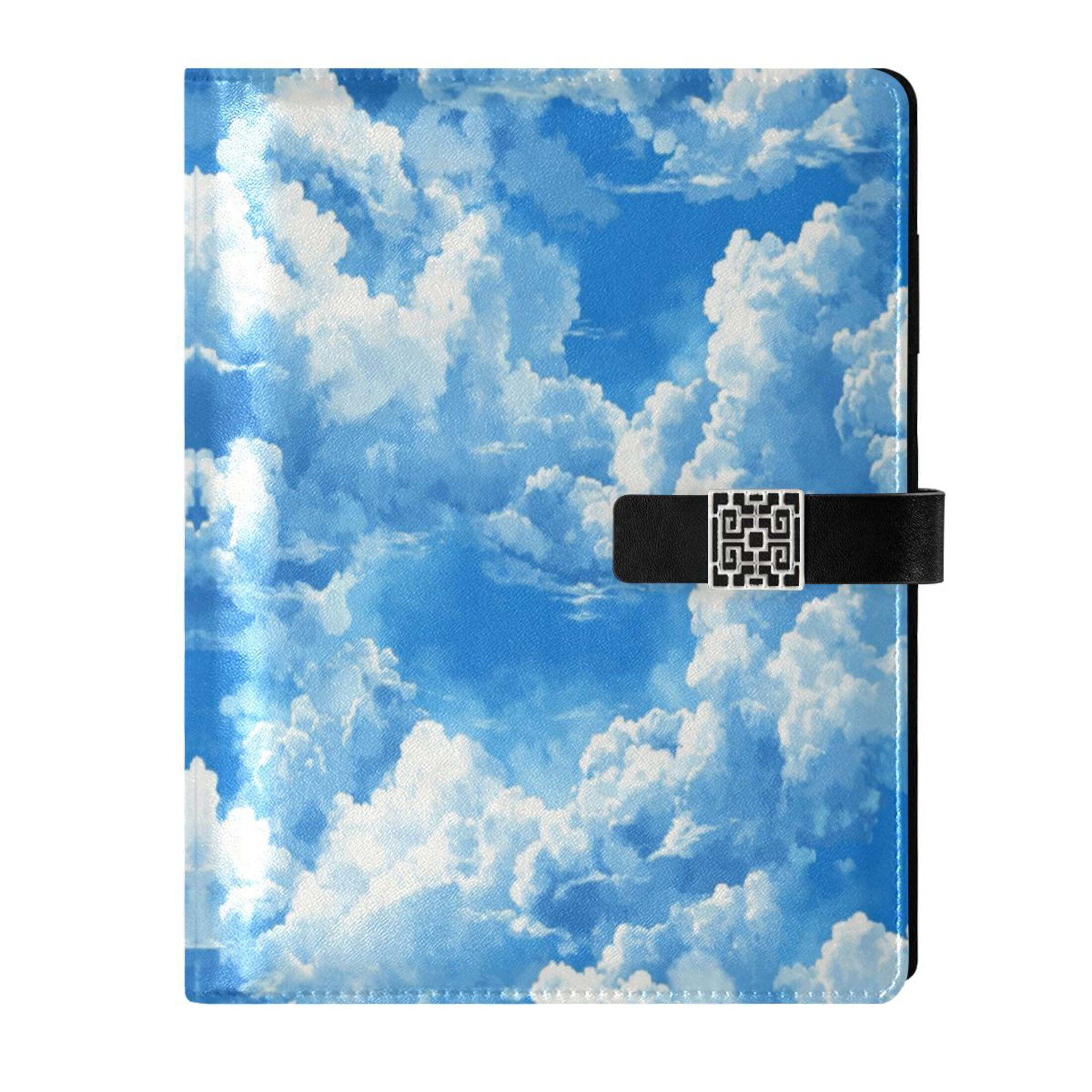 Leather Planner Leather Notebook Notebook Journal Binder Design Pen Pocket Design Convenient for Storage Beautiful Cartoon Blue Sky