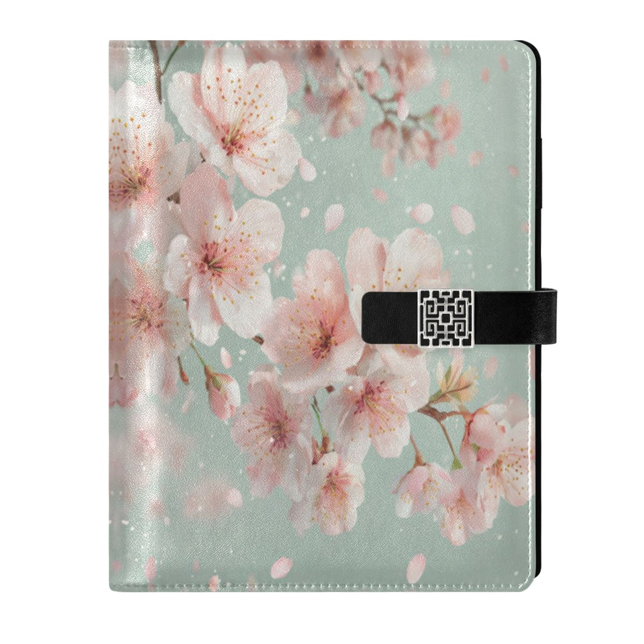 Leather Planner Leather Notebook Notebook Journal Binder Design Pen Pocket Design Convenient for Storage Beautiful Cherry Blossoms