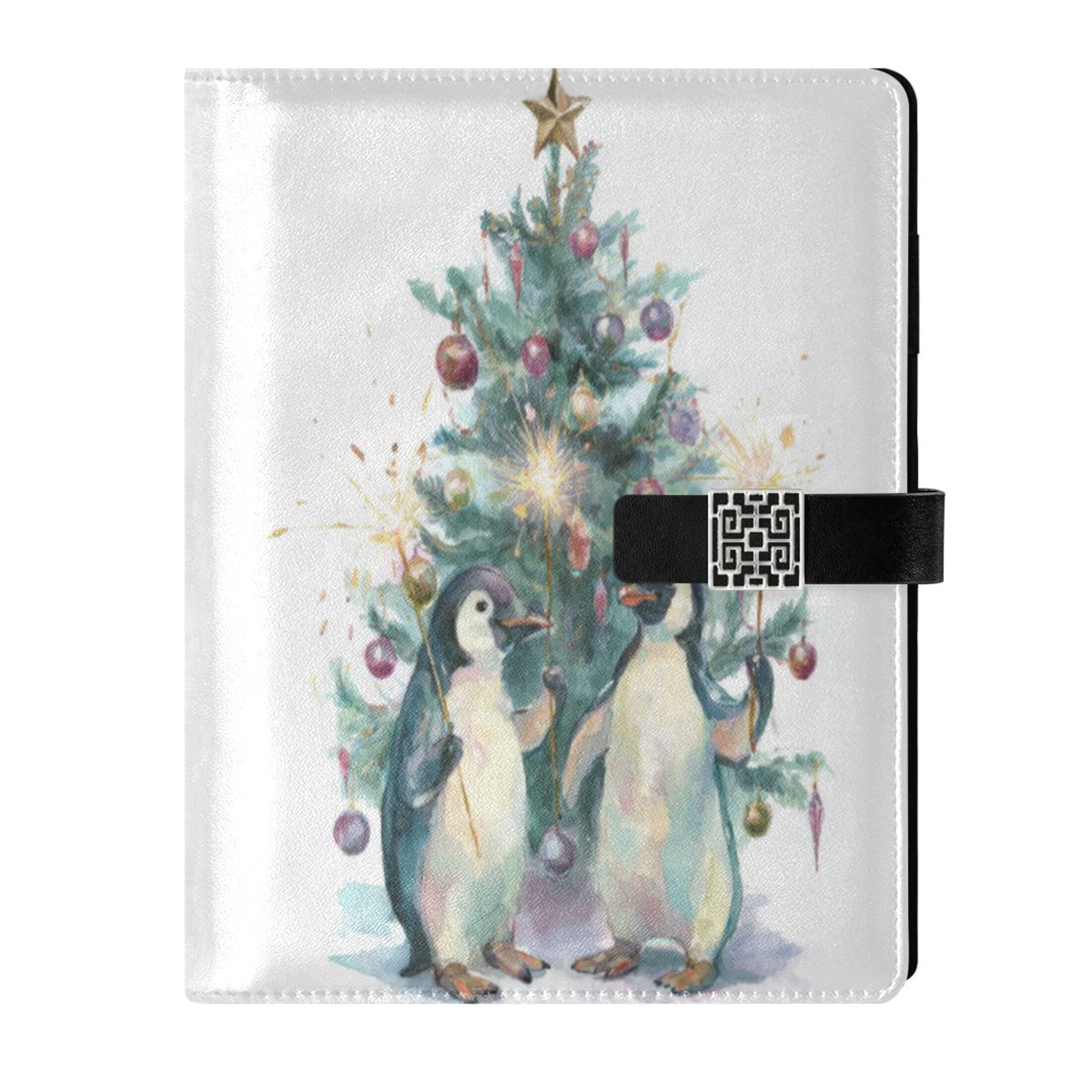 Leather Planner Leather Notebook Notebook Journal Binder Design Pen Pocket Design Convenient for Storage Beautiful Christmas Penguins
