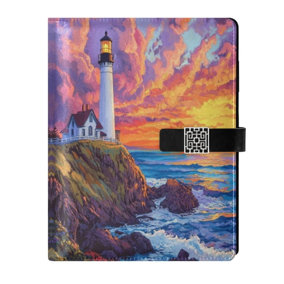 Leather Planner Leather Notebook Notebook Journal Binder Design Pen Pocket Design Convenient for Storage Beautiful Lighthouse